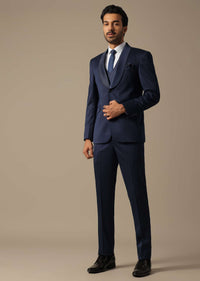 Tuxedo With Intricate Cut Work In Blue