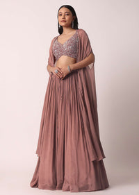 Onion Pink Fusion Lehenga Set With Sequin Jacket