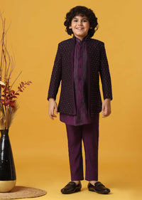 Elegant Embroidered Sherwani Set For Boys