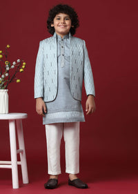 Elegant Grey Silk Sherwani Set for Boys