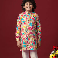 Vibrant Multi-Printed Cotton Kurta Set for Boys