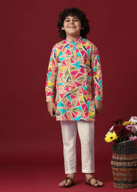 Vibrant Multi-Printed Cotton Kurta Set for Boys