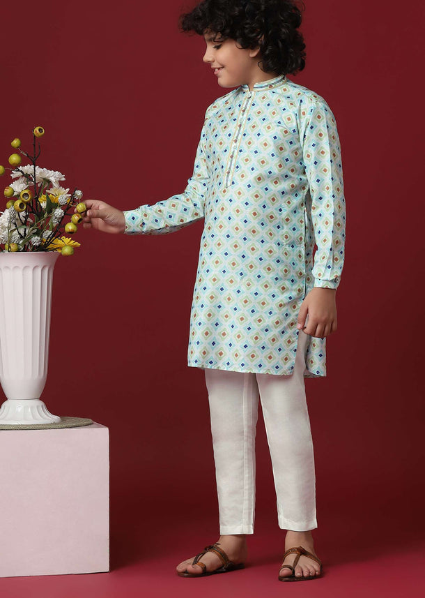 Timeless White Silk Kurta Set For Boys