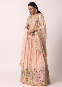 Pink Mirror Embroidered Lehenga Set