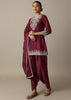 Red Silk Embroidery Kurta Set With Salwar And Dupatta