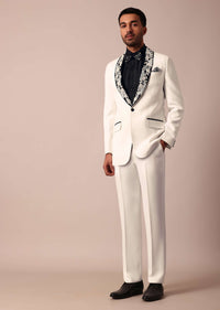 Opulent White Stylish Tuxedo For Men