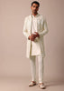 Classic Beige Banarasi Silk Sherwani Set