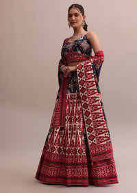 Beautiful Blue Silk Patola Printed Lehenga Choli Set