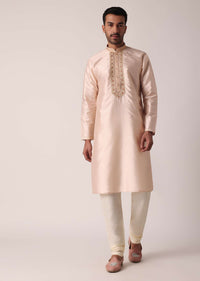 Gold Embroidered Kurta Set For Men