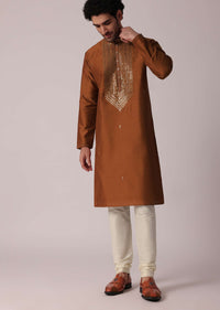 Stylish Festive Orange Kurta Set For Men