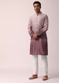 Elegant Purple Silk Embroidered Jacket Kurta Set