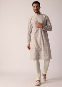 Purple Kurta Set For Men With Exquisite Thread Work