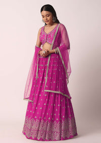 Pink Silk Mirror Work Lehenga Set