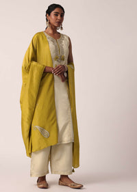 Mustard Yellow Silk Palazzo Set With Sequin Work