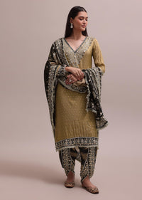 Radiant Gold Silk Gotta Patti Dhoti And Kurta With A Floral Dupatta