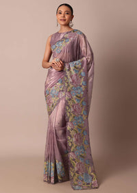 Radiant Pink Tissue Silk Saree With Resham Thread Work