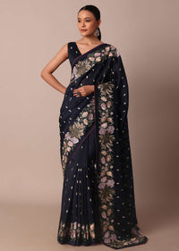 Stunning Blue Semi Tussar Silk Saree