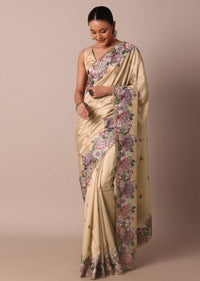 Classic Beige Saree Featuring Resham Thread Work