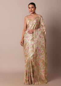 Gold Chanderi Silk Saree With Intricate Zari Embellishments