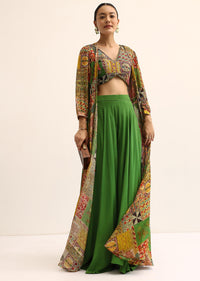 Green Crop Top And Palazzo Set