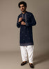 Navy Blue Linen Kurta Salwar For Men
