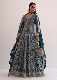 Midnight Blue Embroidered Anarkali Set