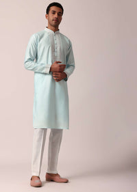 Stylish Blue Silk Kurta Set For Men