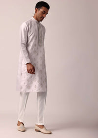 Graceful Pink Silk Kurta Set For Men