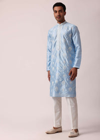 Elegant Blue Silk Kurta Set For Men