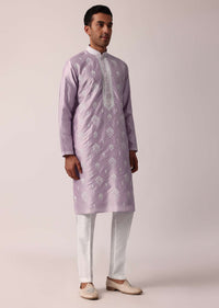 Royal Purple Silk Kurta Set With Exquisite Handwork