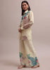 White Linen Floral Stripe Printed Sequin Worked Co-ord Set For Summer
