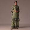 Green Kaftan Sequins Silk Co Ord Set