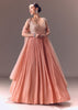Blush Pink Ruched Anarkali Gown With Dupatta