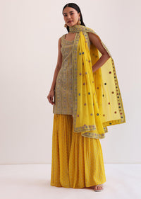 Yellow Embroidered Sharara Set