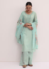 Mint Green Linen Kurta Palazzo Set