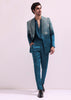 Blue Linen Satin Tuxedo With Pleated Shirt And Pants