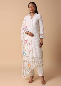 White Cotton Kurta Pant Set