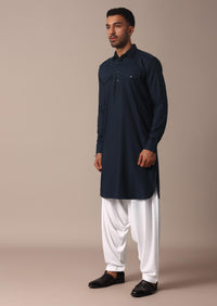 Classic Blue Pathani Kurta Set For Eid