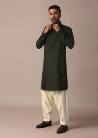 Classic Green Pathani Kurta Set For Eid