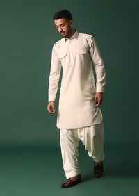 Majestic Ivory White Pathani Kurta Set