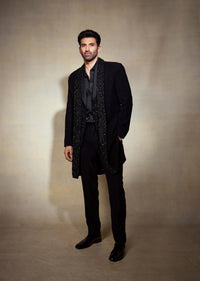 Aditya Roy Kapur In Our Black Double Layered Indo Western Jacket With Shirt And Pant