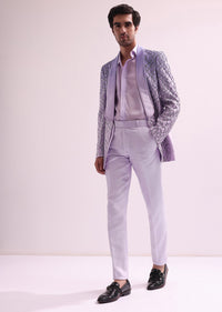 Lavender Ombre Shimmer Double Lapel Tuxedo With Shirt And Pants