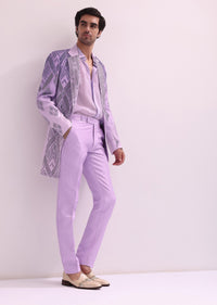 Lavender Linen Satin Lapel Ombre Tuxedo With Shirt And Pants