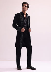 Black Lapel Tuxedo In Suiting With Shirt And Pants