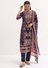 Dark Purple Printed Organza Kurta Pant Set