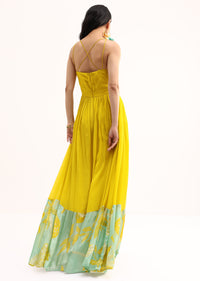 Yellow Embroidered Chiffon Jumpsuit