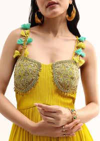 Yellow Embroidered Chiffon Jumpsuit