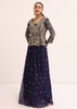 Navy Blue Embroidered Lehenga Set With Jacket