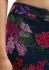 Dark Teal Blue Floral Printed Chinon Crop Top And Palazzo