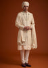 Beige Zardosi Embroidered Sherwani Set